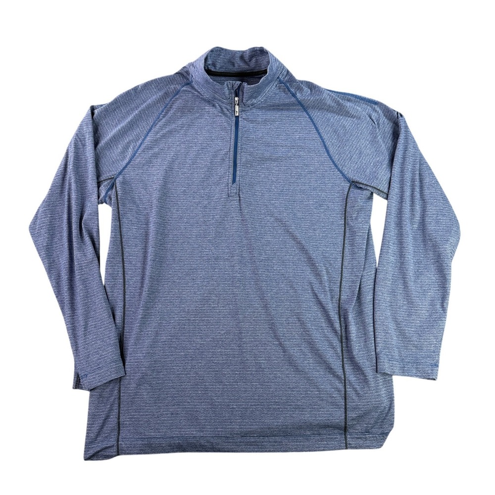 Tommy‎ Bahama IslandZone 1/4 Zip Pullover Mens XLT Blue Heather Striped Stretch